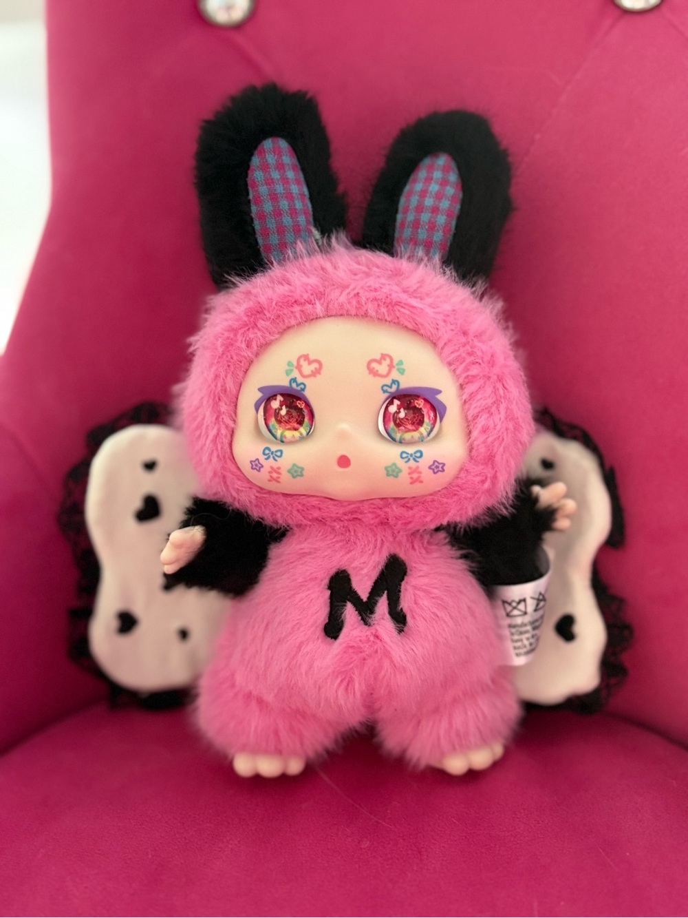 Kimmon sour pink Fuzzy Bunny keychain plush